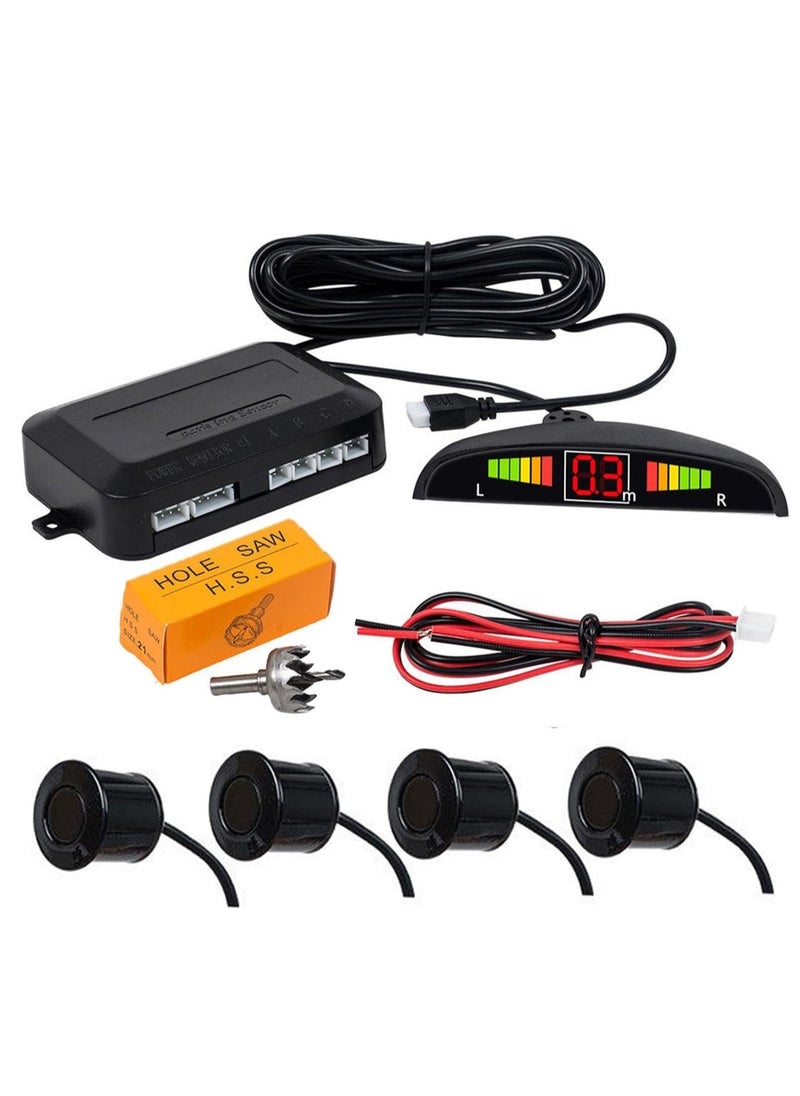 PLC - Sensorpark car, wireless parking parking sensor, reverse sensor with 4 backup sensor, wireless LED display with audio warning for cars and trucks - (black) - Image 1
