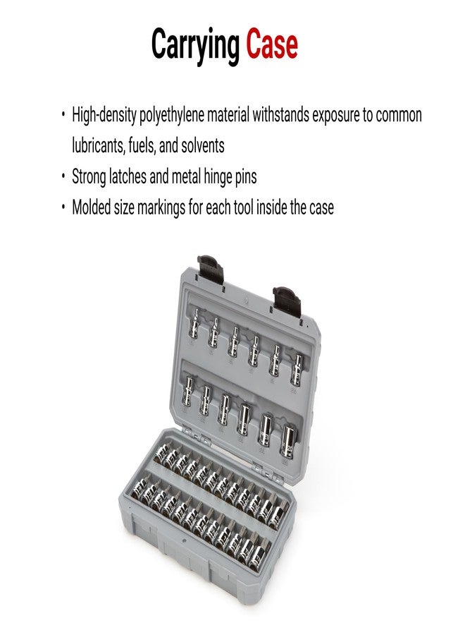 تيكتون طقم مفك براغي توركس/تي آر توركس بقطر 3/8 بوصة ومقبس نجمة خارجي مع حافظة، 36 قطعة (T10-T60، TR10-TR60، E4-E20) | SKT15402 - Image 3