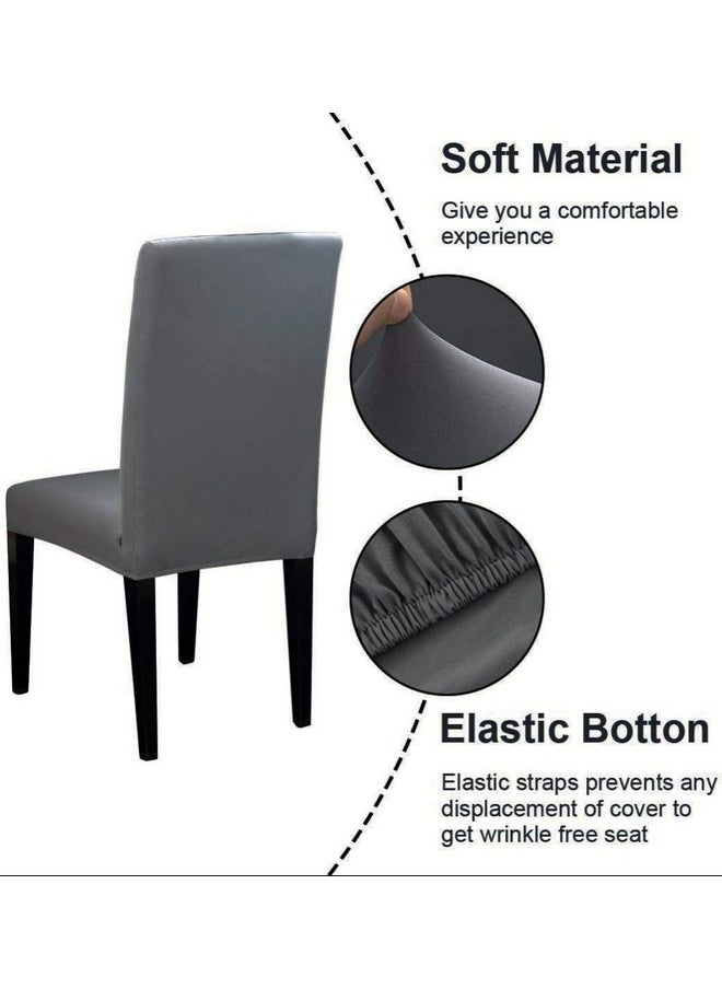 Styleys Styleys Elastic Chaie Covers Dining Chair Cover Stretchable Removable Washable Polyester Blend Protector Set of 4 (SD16 Grey)  - Image 3