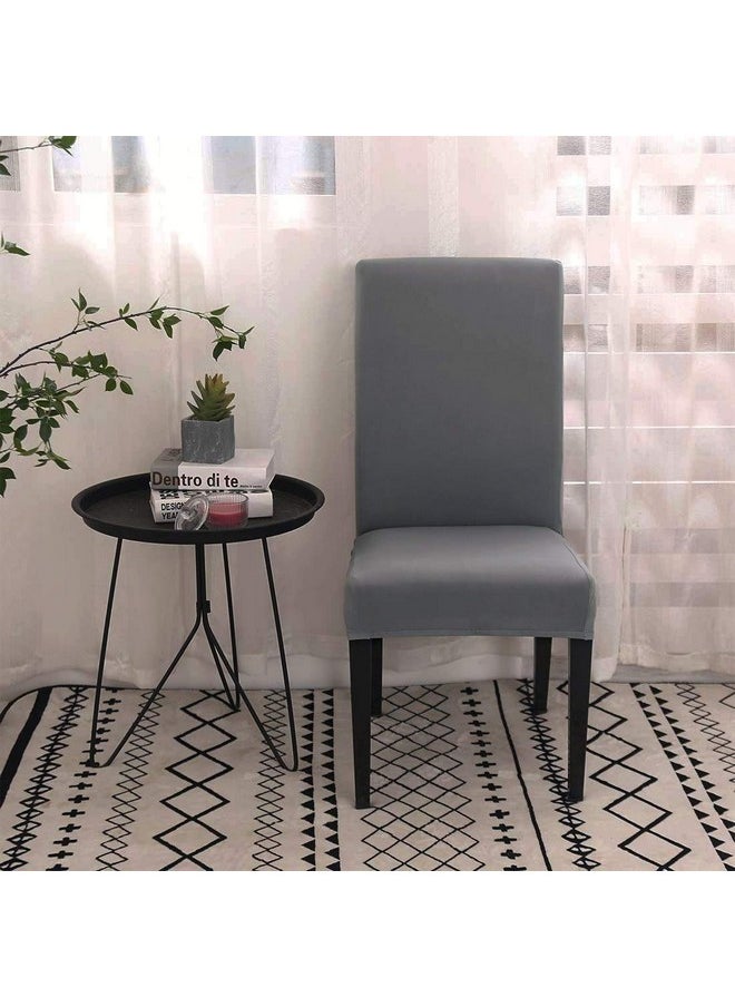 Styleys Styleys Elastic Chaie Covers Dining Chair Cover Stretchable Removable Washable Polyester Blend Protector Set of 4 (SD16 Grey)  - Image 2