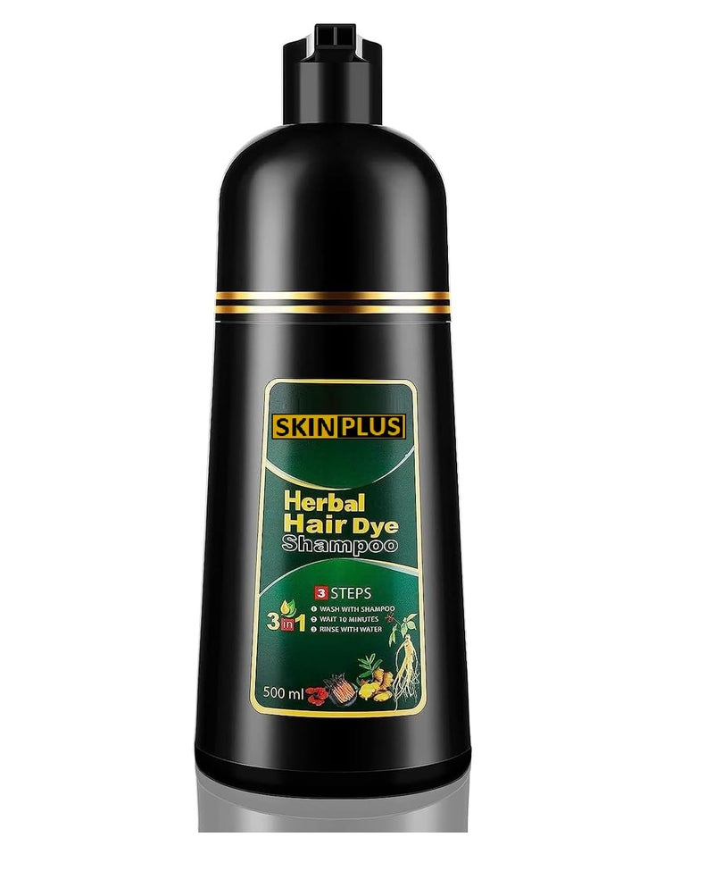 SKINPLUS Herbal 3 in 1 Hair Dye Instant Black Hair Shampoo for Women & Men 500ML - Image 2