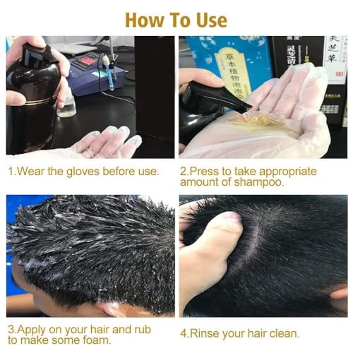 SKINPLUS Herbal 3 in 1 Hair Dye Instant Black Hair Shampoo for Women & Men 500ML - Image 3
