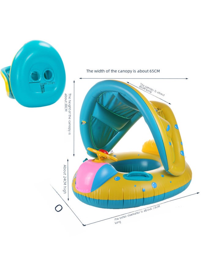 Generic Large Thickened Car Tuba Boat Baby Swimming Water Play Seat Circle Steering Wheel Sponge Swimming Circle Outdoor Sports-Color:Small Shark Powder With Peng (within 30kg) - Image 3