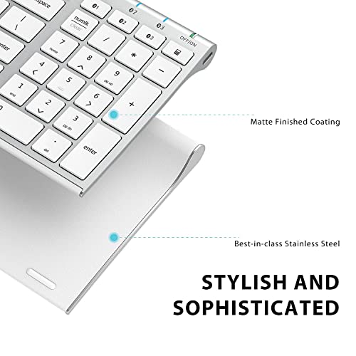 iClever BK10 Bluetooth Keyboard, Universal Bluetooth 5.1 Wireless Keyboard with Number Pad, Ergonomic Design, Multi-Device Compatibility, Stable Connection for Mac, iPad, iPhone, Android, Windows - Image 4