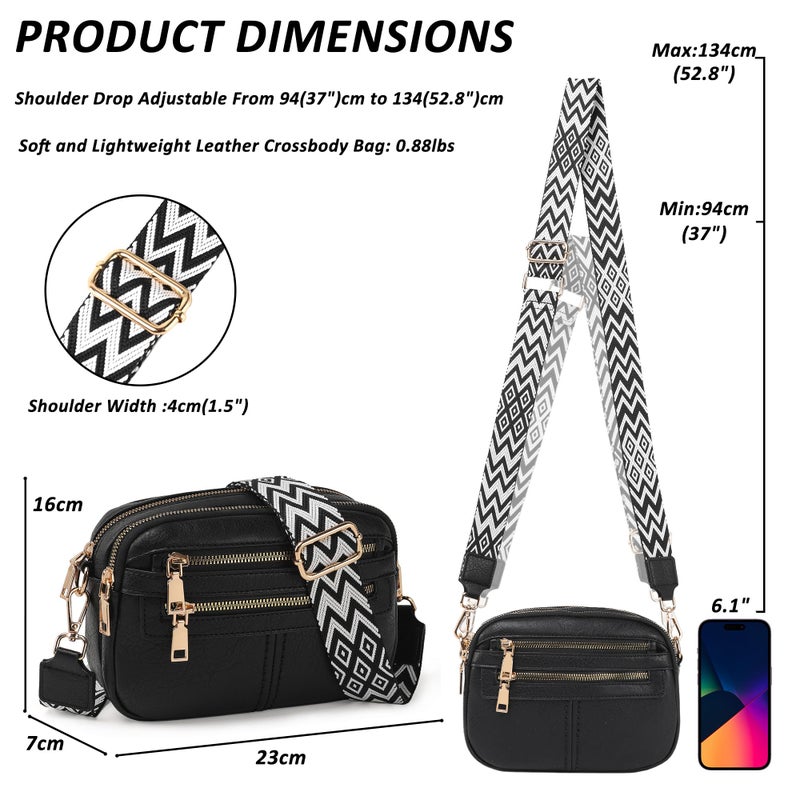 TANTOMI Crossbody Bags for Women, 6-Pockets Cross Body Purse, Vegan Leather Handbags Shoulder Bag for Travel, Gifts for Women - Image 3