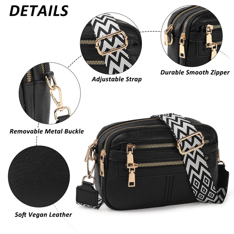 TANTOMI Crossbody Bags for Women, 6-Pockets Cross Body Purse, Vegan Leather Handbags Shoulder Bag for Travel, Gifts for Women - Image 4