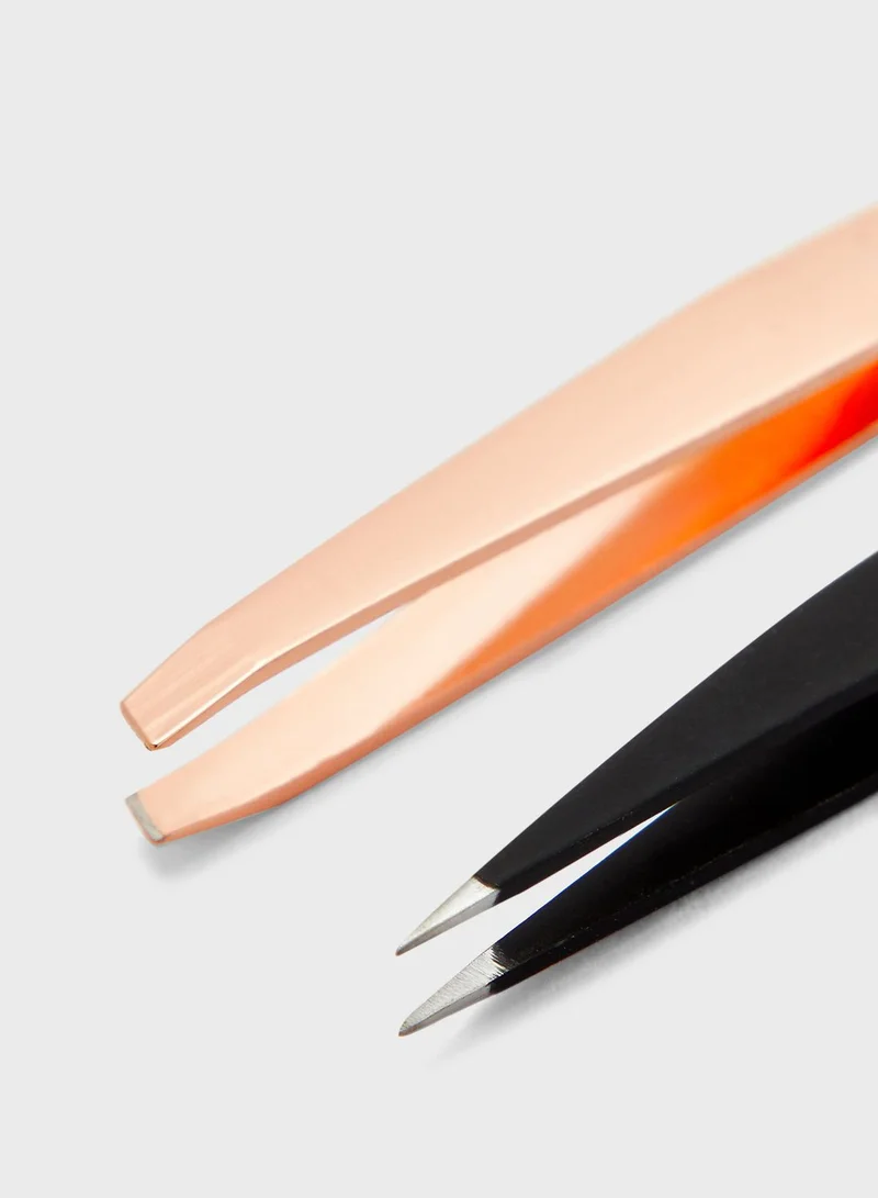 Danielle Creations Rose Gold Duo Tweezers