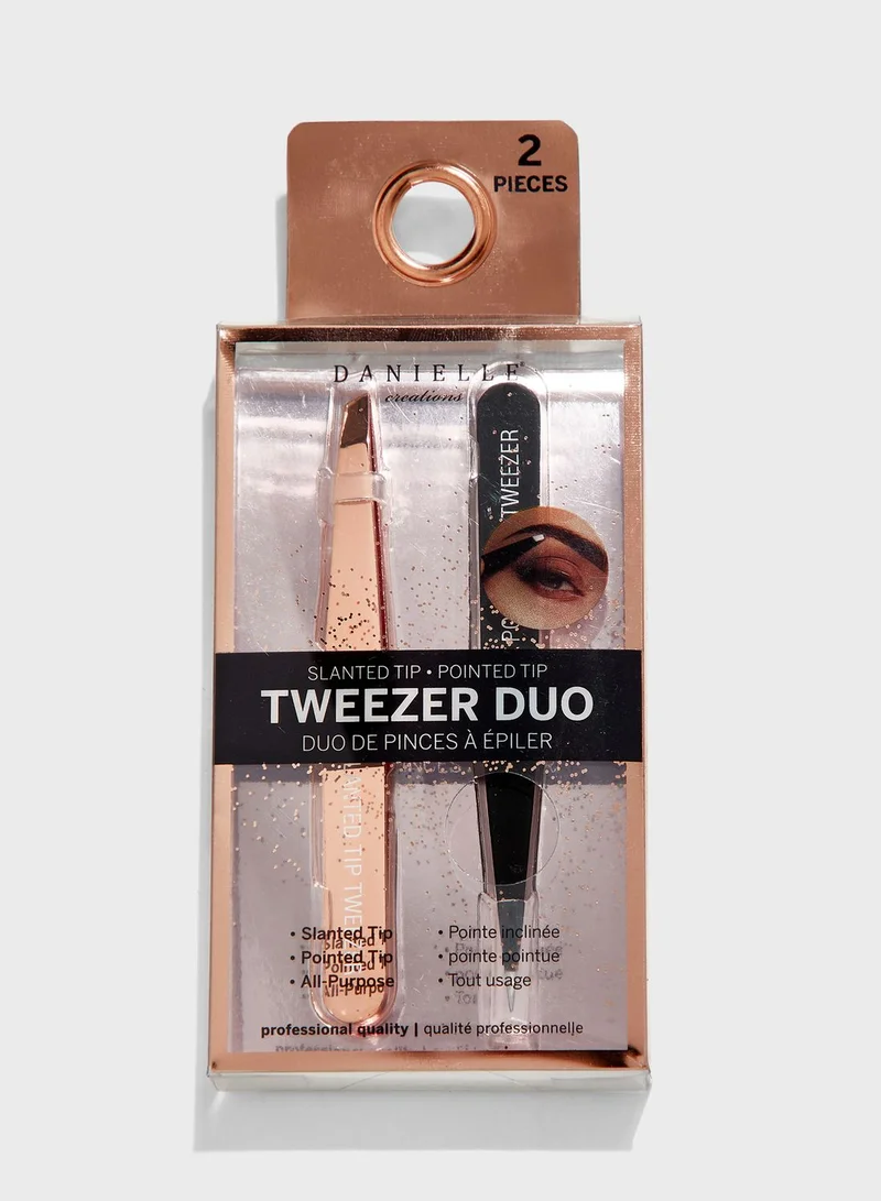 Danielle Creations Rose Gold Duo Tweezers
