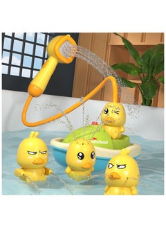 Generic Bath Toys for Toddlers 1-3, Water Spray Rubber Ducks Baby Bathtub Toys, Electric Shower Toy Set with Boat, Hand Spray, Hose, 4 Little Ducks, Fun Bath Toys for Kids Girls Boys  - Image 1