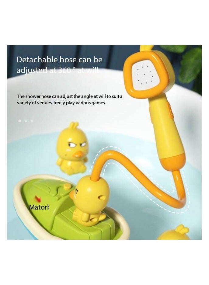 Bath Toys for Toddlers 1-3, Water Spray Rubber Ducks Baby Bathtub Toys, Electric Shower Toy Set with Boat, Hand Spray, Hose, 4 Little Ducks, Fun Bath Toys for Kids Girls Boys  - Image 3