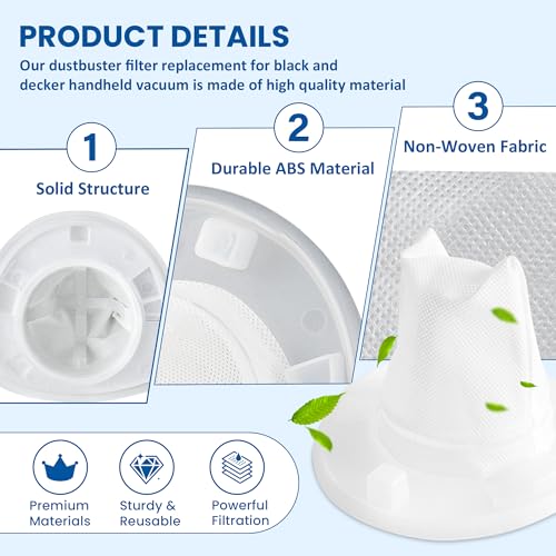 Funmit 4 Pack Replacement Filter Compatible with Black & Decker Power Tools VF110 Dustbuster Cordless Vacuum CHV1410L CHV9610 CHV1210 CHV1510 CHV1410 CHV1410B BDH2000L Part 90558113-01 - Image 4