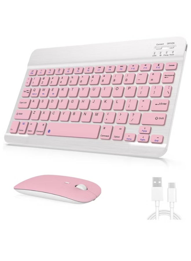 ELTRAZONE Wireless Bluetooth Keyboard & Mouse Combo – Ultra-Slim Rechargeable Silent Typing Set for Android, Windows, Tablets & Phones – Compact Portable Keyboard and Mouse – Pink - Image 1