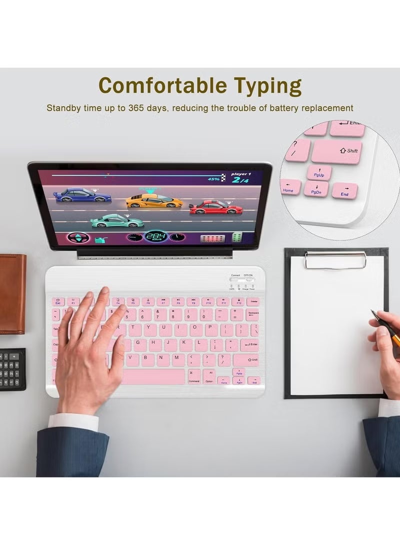 ELTRAZONE Wireless Bluetooth Keyboard & Mouse Combo – Ultra-Slim Rechargeable Silent Typing Set for Android, Windows, Tablets & Phones – Compact Portable Keyboard and Mouse – Pink - Image 4