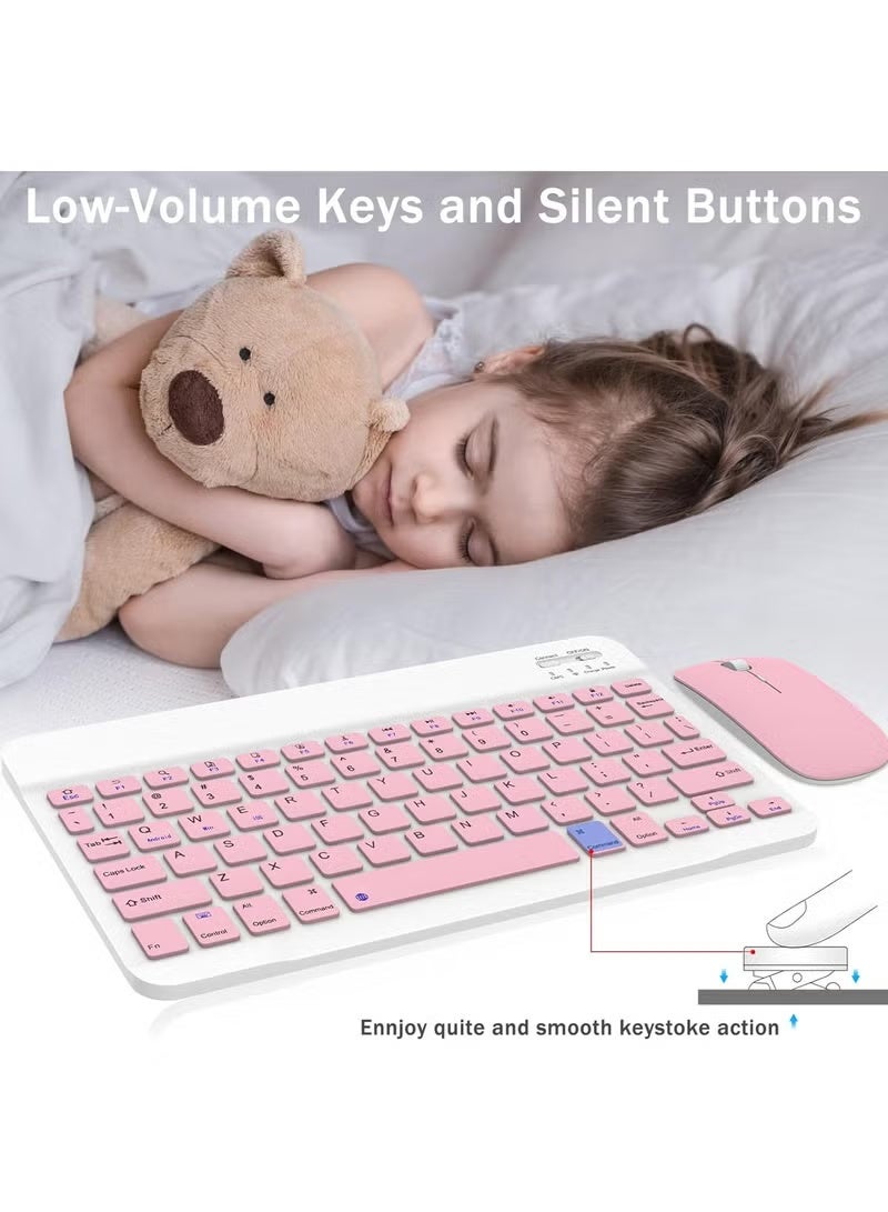 ELTRAZONE Wireless Bluetooth Keyboard & Mouse Combo – Ultra-Slim Rechargeable Silent Typing Set for Android, Windows, Tablets & Phones – Compact Portable Keyboard and Mouse – Pink - Image 5