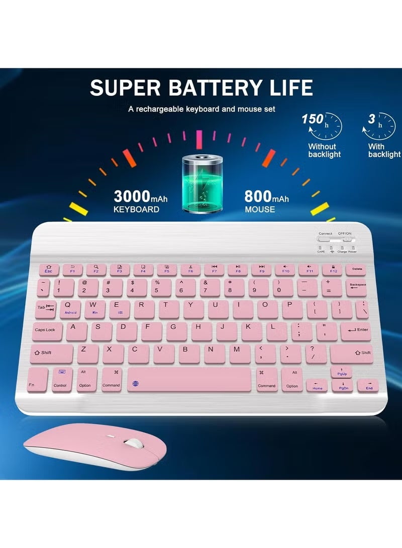 ELTRAZONE Wireless Bluetooth Keyboard & Mouse Combo – Ultra-Slim Rechargeable Silent Typing Set for Android, Windows, Tablets & Phones – Compact Portable Keyboard and Mouse – Pink - Image 2