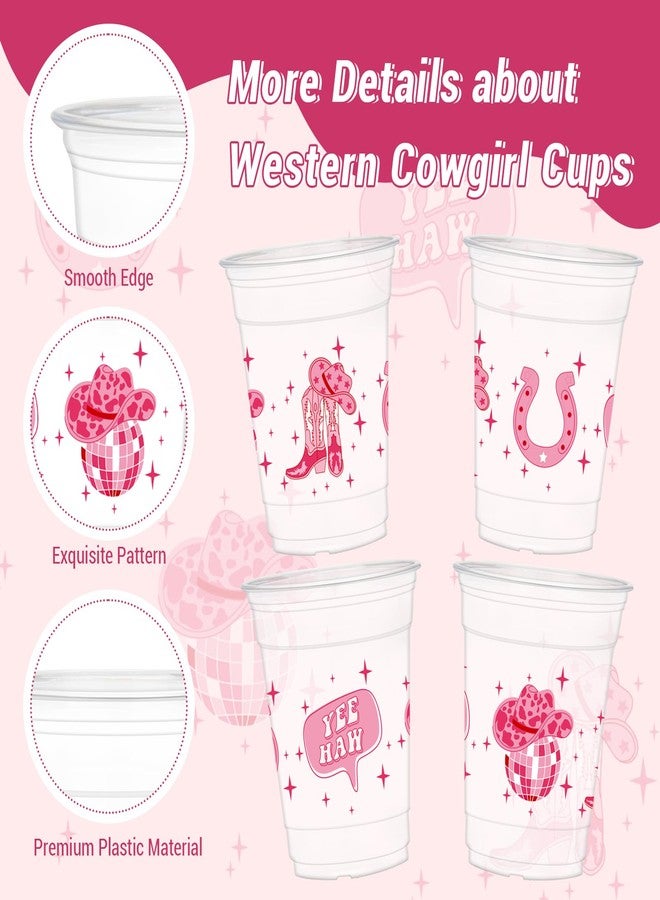 HYMENEX 50Pcs Western Cowgirl Plastic Cups, 12 oz Western Cowgirl Party Cups for Preppy Party Decoration Cowgirls Birthday Party Supplies - Image 2