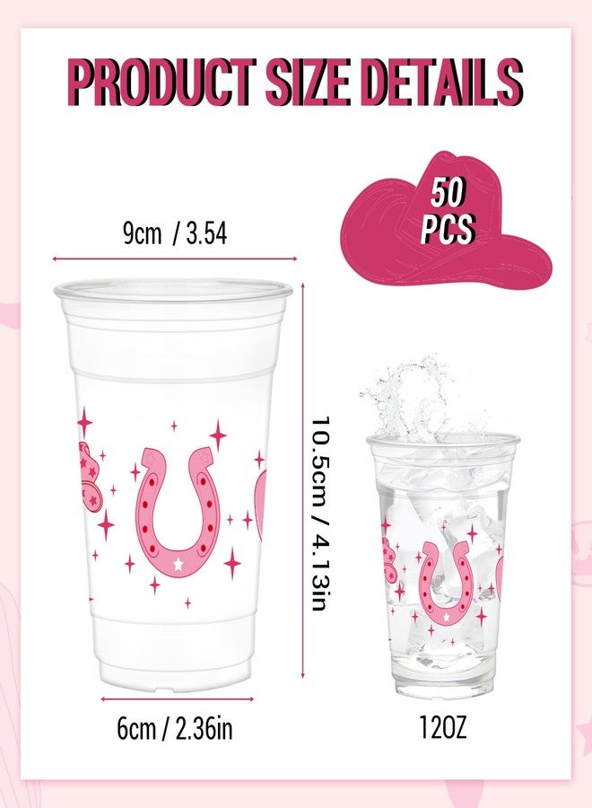 HYMENEX 50Pcs Western Cowgirl Plastic Cups, 12 oz Western Cowgirl Party Cups for Preppy Party Decoration Cowgirls Birthday Party Supplies - Image 3