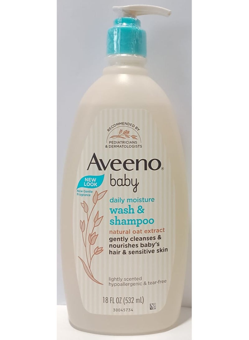 Aveeno Baby Daily Moisture Wash and Shmpoo wih Natural Oat Extract 532ml 