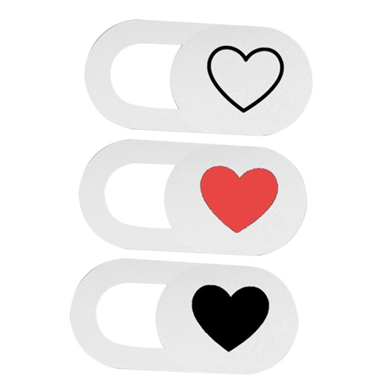 White Laptop Webcam Cover Slide Privacy Protector 3pcs Heart Pattern Compatible Computers Tablets - Image 2
