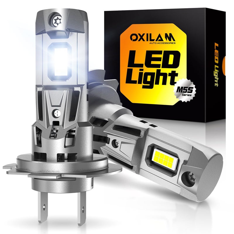 OXILAM H7 LED Bulb, 40000LM 900% Super Bright, 1:1 Size No Adapter Required, Non-polarity Plug and Play, 6500K Cool White Fog Light, Pack of 2 - Image 1