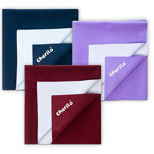 Cherilo Waterproof Reusable Baby Dry Sheet, Medium Size (70 X 100cm) Pack of 3, (Maroon + Violet + Navy Blue) - Image 1