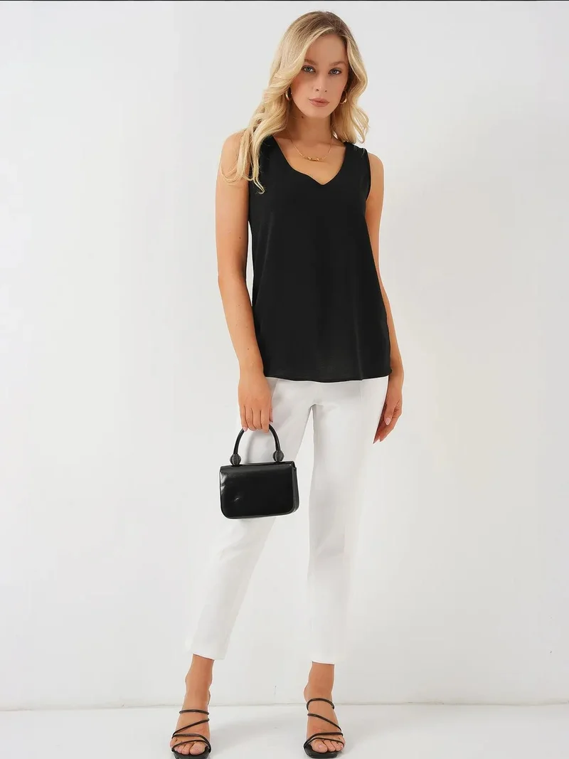 Big Dart BDART Textured V-Neck Sleeveless Blouse