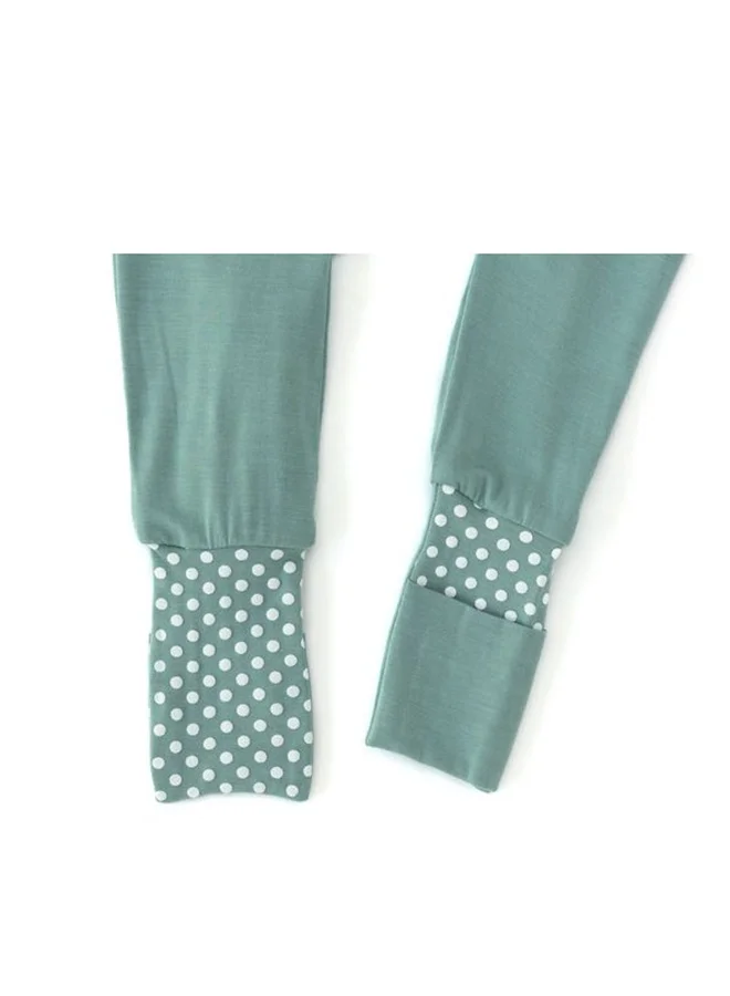 Anvi Baby Organic Zipper Romper Soft Sage 95% Bamboo 5% Spandex - 6 to 12 months