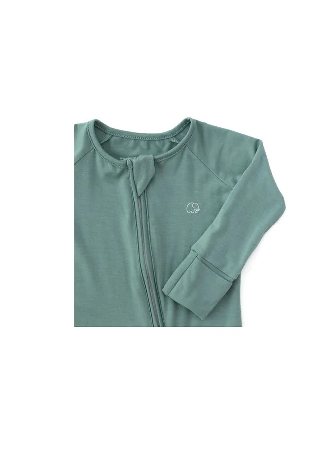Anvi Baby Organic Zipper Romper Soft Sage 95% Bamboo 5% Spandex - 6 to 12 months