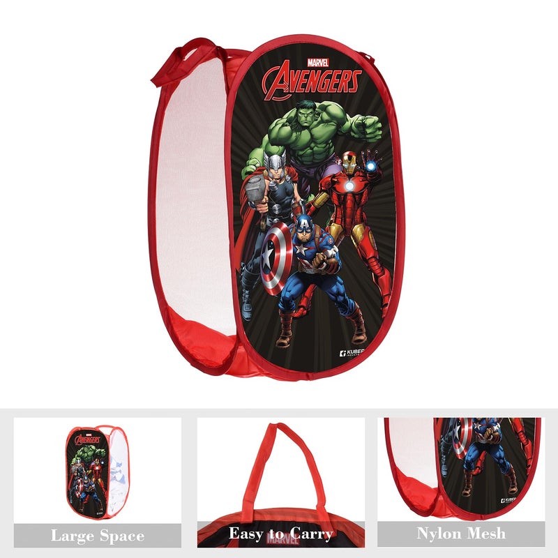 Kuber Industries Laundry Basket | Marvel Avengers & Spiderman Net Foldable Laundry | Nylon Storage Basket with Handle for Home | Toy Storage Basket | 30 LTR | Pack of 2 | Multicolor - Image 2