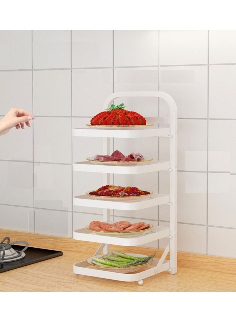 Lady Kitchen Dish stand, stainless steel dish holder, easy to install, can be installed on the wall, from 5 shelves, white color - Image 1