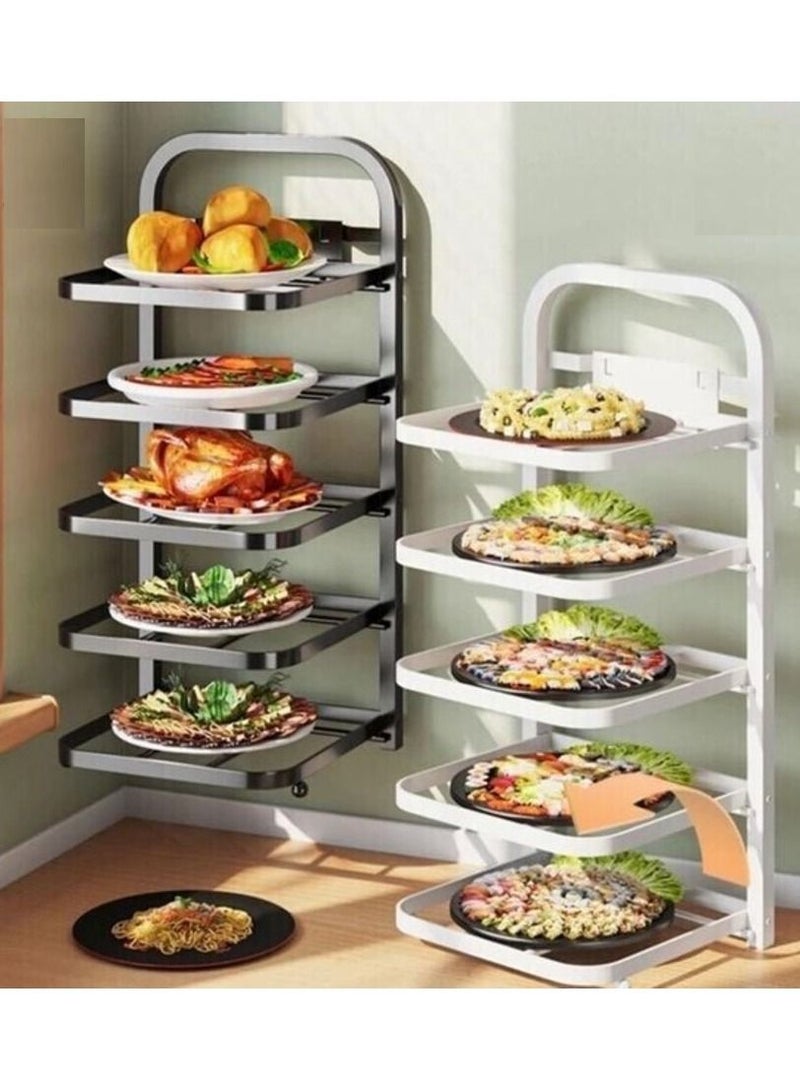 Lady Kitchen Dish stand, stainless steel dish holder, easy to install, can be installed on the wall, from 5 shelves, white color - Image 4