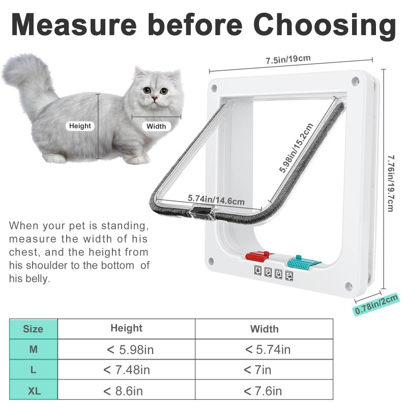 Lessmon Thin Cat Door for Windows, Pet Doors and Sliding Door, Safety Pet Door with 4 Way Lock, Weatherproof Cat Flap for Thin Door and Wall(Medium, Outer Size 7.76 * 7.5 * 0.78in) - Image 5