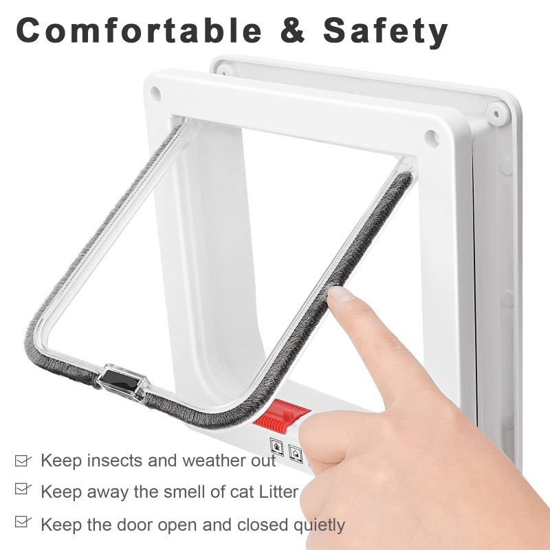 Lessmon Thin Cat Door for Windows, Pet Doors and Sliding Door, Safety Pet Door with 4 Way Lock, Weatherproof Cat Flap for Thin Door and Wall(Medium, Outer Size 7.76 * 7.5 * 0.78in) - Image 4