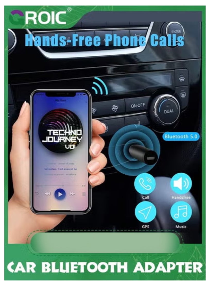 GROIC Black Wireless Bluetooth Aux Adapter, Bluetooth 5.3 Car Adapter, Mini Portable 3.5mm Bluetooth Aux Receiver for Car, Headphones, Home Stereo Music System - Image 1