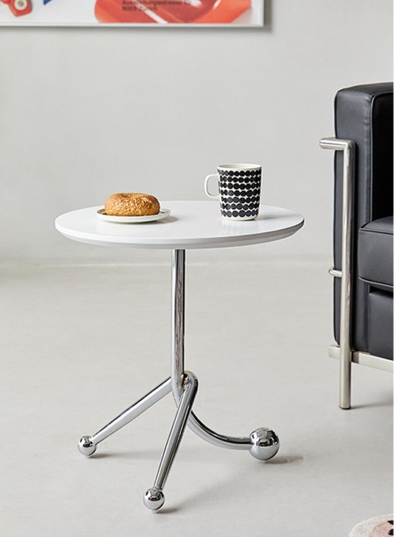 هيومان جوي طاولة جانبية عصرية متينة، طاولة قهوة مستديرة بإطار من الفولاذ المقاوم للصدأ، للغرفة المعيشة والشرفة وغرفة النوم - Image 2