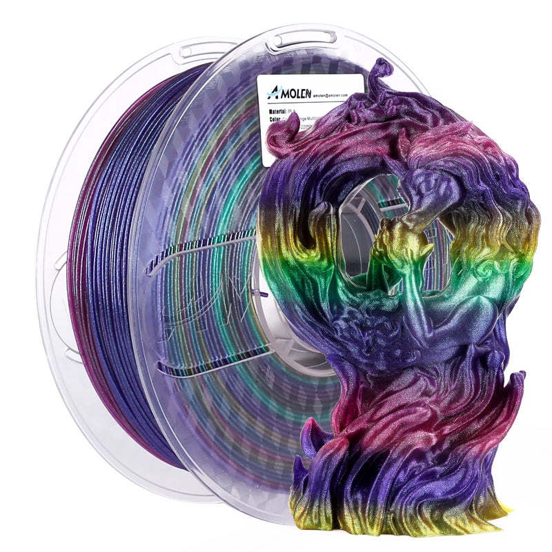 AMOLEN PLA 3D Printer Filament PLA Filament 175mm Color Change Filament 175mm Changeable Purple Green Gold Red Purple Color Shift Multicolor Filament3D Printing Filament 1KG22lb