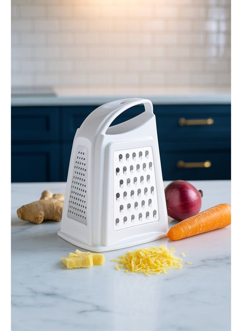 QLUX Stainless Steel Grater with a Multi-Sided Plastic Frame for Grating Different Types of Vegetables or Cheese in The Kitchen 15X12.1X19.8 cm - Image 1