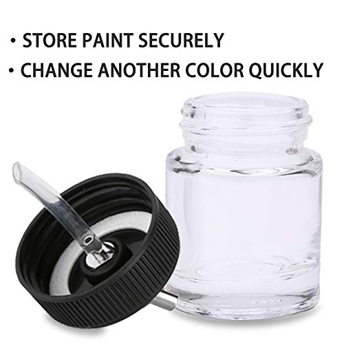 SAGUD 10pcs Glass Airbrush Bottles Kit 3/4 Ounce (20cc) Airbrush Jar with 10pcs Adapter Cap Covers Set and 30° Down Angle Adaptor Lid, Fits Dual–Action Siphon Feed Airbrushes - Image 5