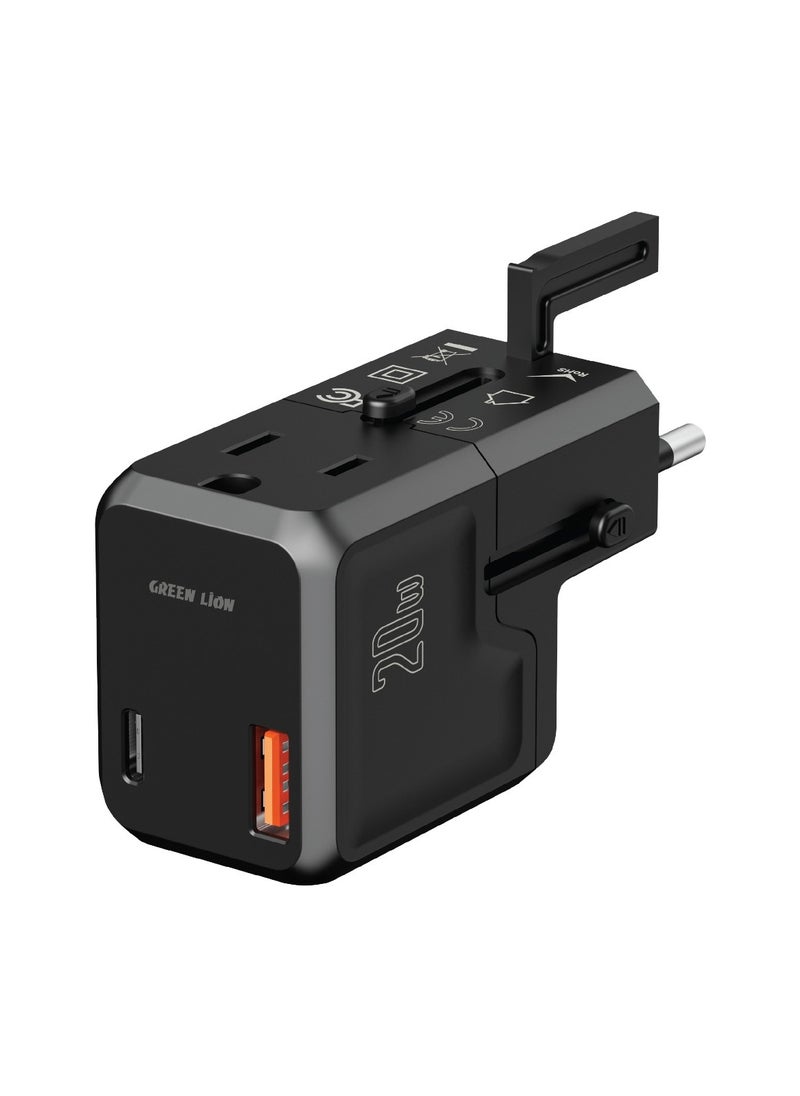 GREEN LION Mini Travel Adapter PD 20W Fast Charging - Black  - Image 1