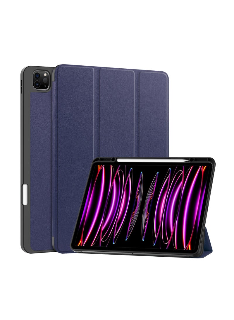 general Compatible with iPad pro 13 2024 Tablet Case iPad air 13 Inch Leather Case TPU Tri-Fold Pen Tray Case