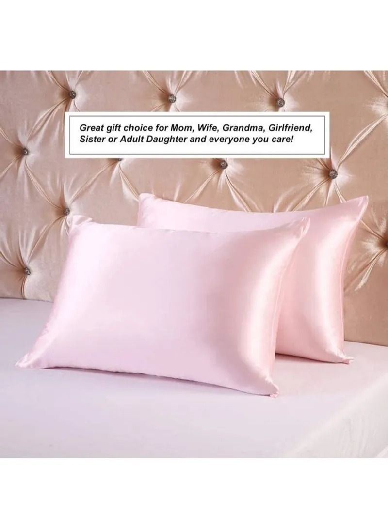 SMILEE 100% Pure Mulberry Queen Pillowcase 2-Piece Pink - Image 4