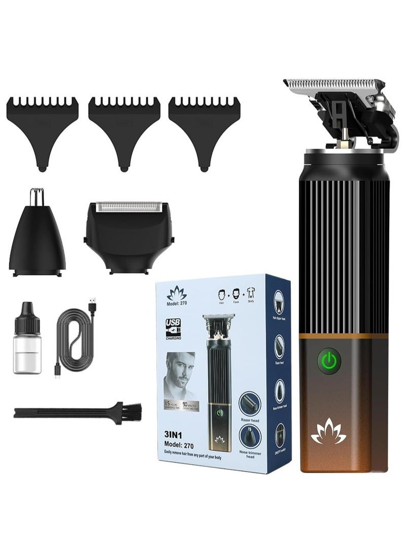 ECVV 3-in-1 Beard & Nose Hair Trimmer, USB Rechargeable Hair Trimmers Shavers for Men Grooming Kit, Cordless Hair Clippers Beard Trimmer for Men - Image 2