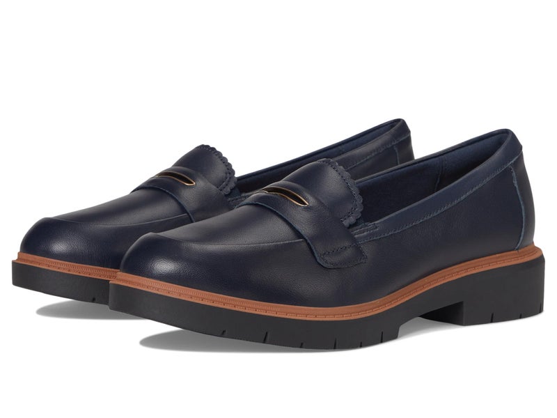 Clarks Collection Women's Westlynn Glow Penny Loafer, Navy Leather, 8 M US - Image 1