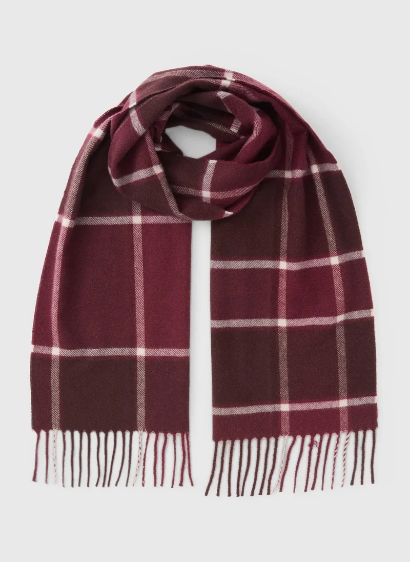 Matalan Burgundy Tone Check Scarf