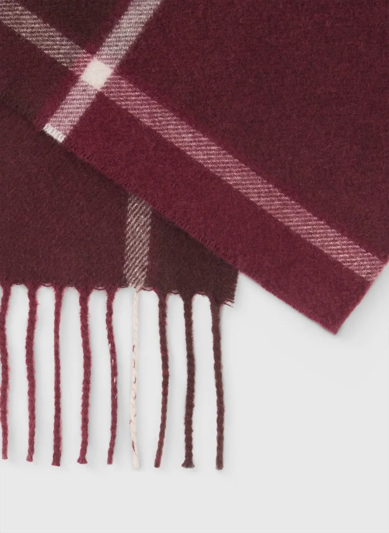Matalan Burgundy Tone Check Scarf