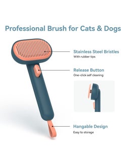 Meetion Cat Brush for Shedding and Grooming, Self Cleaning Slicker Brush for Short or Long Haired Cats, Pet Dog Hair Brush for Puppy Kitten Massage Removes Loose Undercoat, Mats, Tangled Hair, Shed Fur  - Image 2