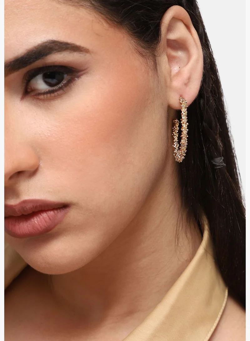 SOHI Gold Plated Party Designer Stone Hoop Earring For Women