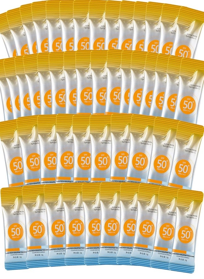 ٥٠ قطعة من واقي الشمس بحجم السفر SPF50+PA+++، واقي شمس صغير، لوشن مرطب واقي من الشمس، هدية، واقي شمس بالجملة للوجه والجسم، خفيف الوزن وغير دهني، واقيات شمس صغيرة محمولة، للنساء، للسفر والاستخدام اليومي في الهواء الطلق - Image 1