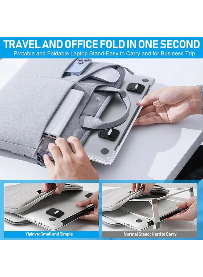 Silvery Portable Foldable Laptop Stand Adjustable Height Aluminum Alloy Cooling Riser - Image 5