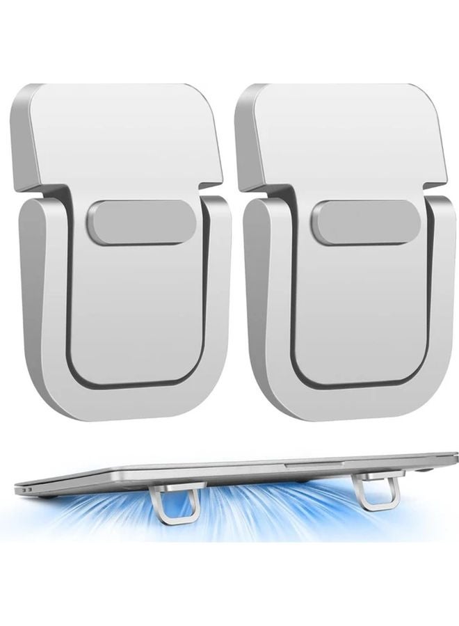 Silvery Portable Foldable Laptop Stand Adjustable Height Aluminum Alloy Cooling Riser - Image 2